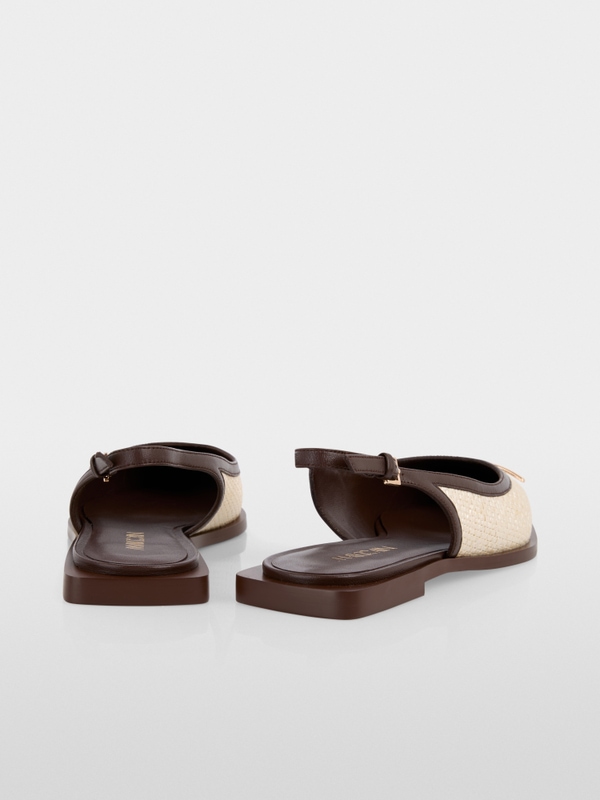 Slingback raffia mix ballerinas