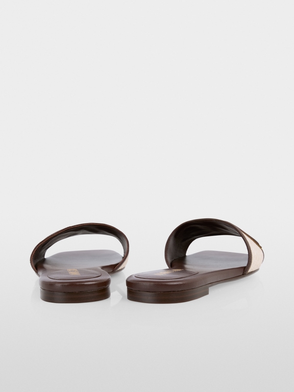 Flat raffia mix sandals