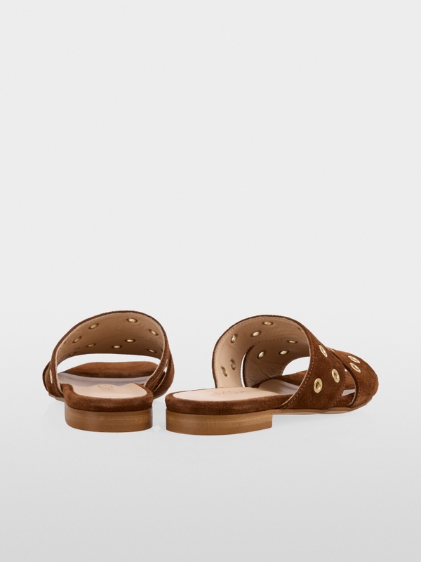 Suede cross-strap sandals