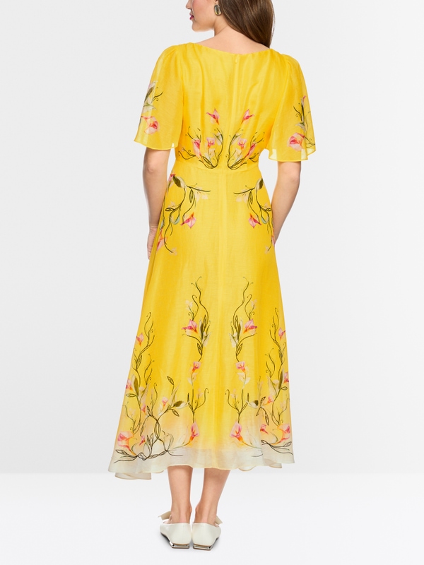 Linen-silk blend maxi dress