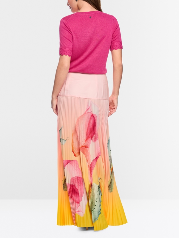 Jupe longue plissée avec arums