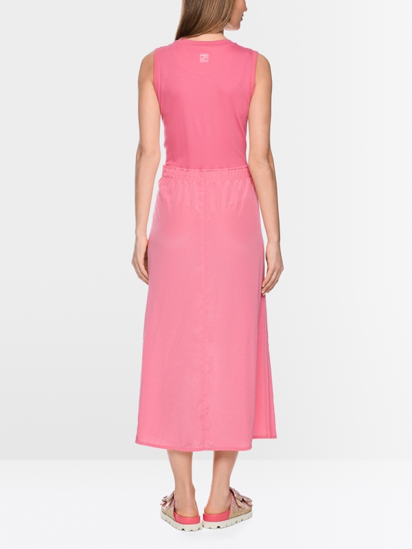 Sleeveless midi dress with drawstring