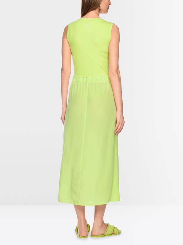 Sleeveless midi dress with drawstring