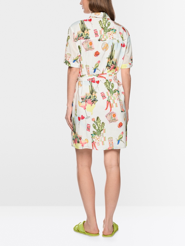 Short-sleeved blouse dress with belt