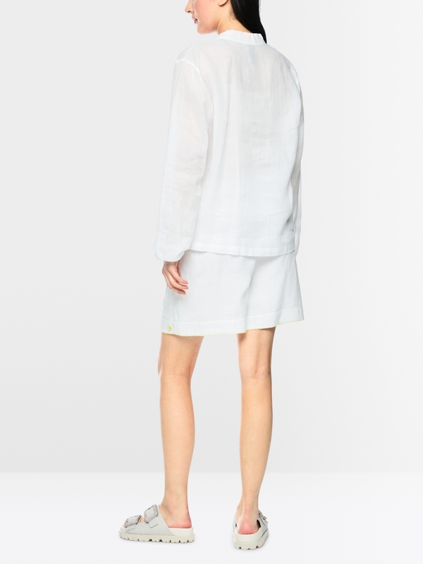 Long-sleeved blouse in ramie