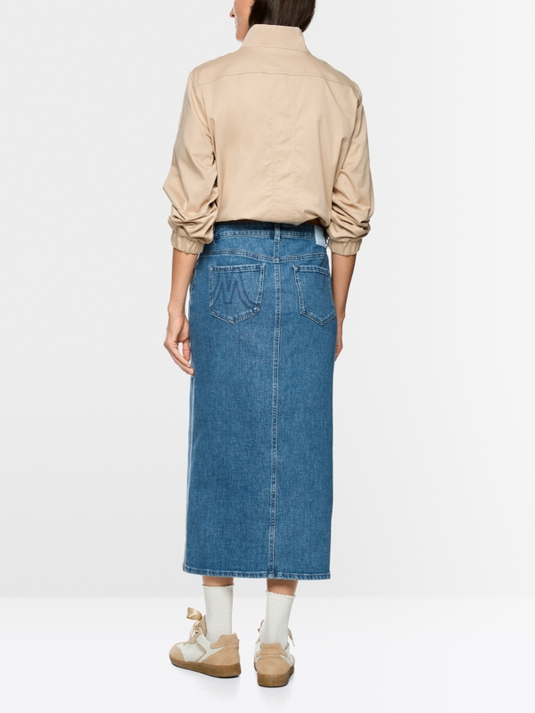 Denim midi skirt with side stripes