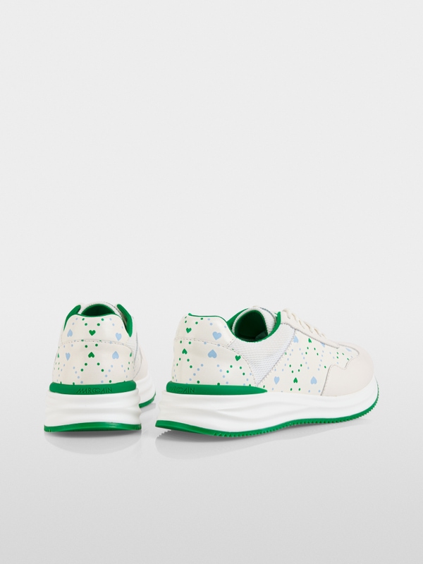 Leather mix trainers with heart print