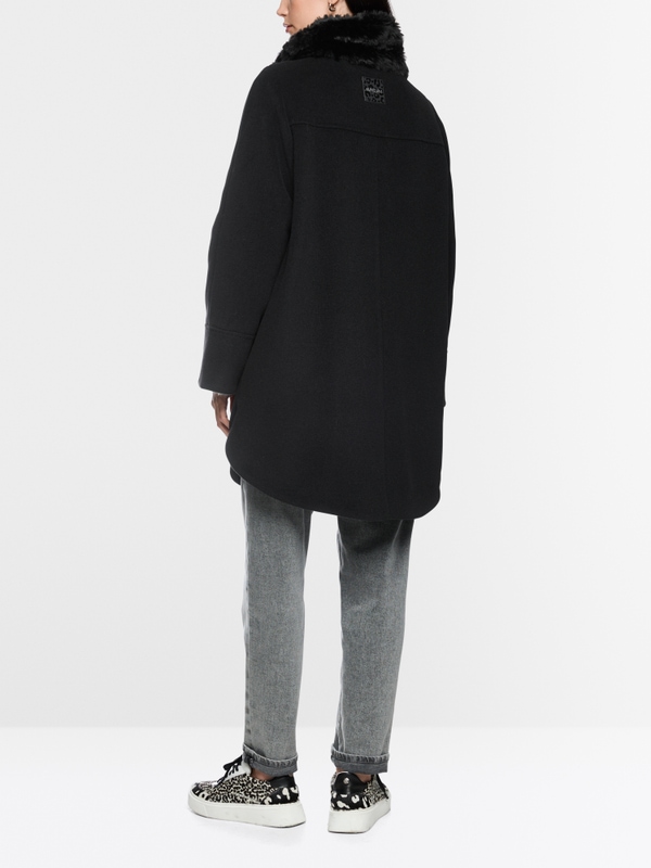 Alpaca blend coat with faux fur