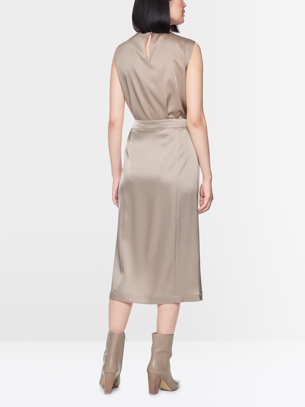 Flowing satin midi skirt