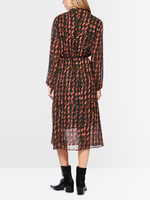 Printed dress with drawstring belt
