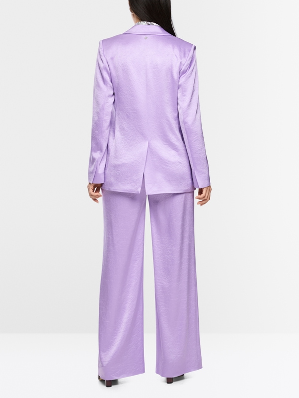 Satin blazer with silver button