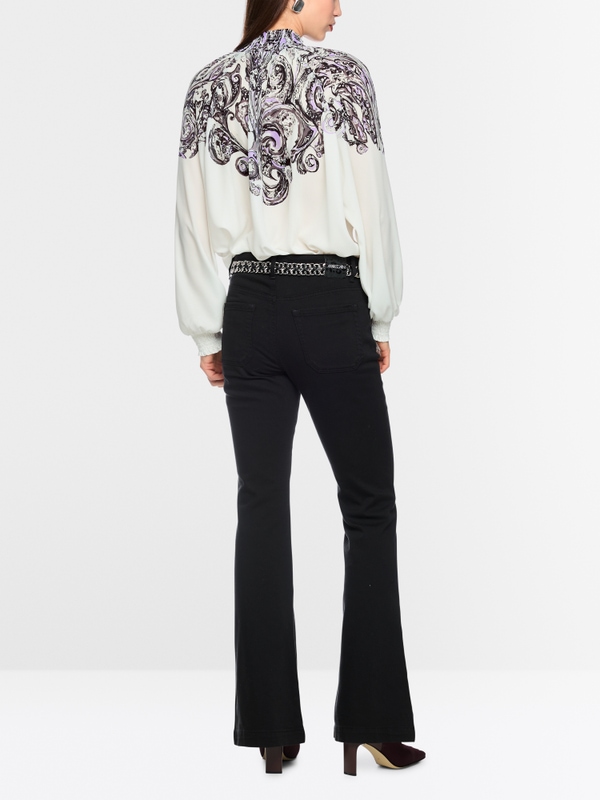 High-necked blouse with print