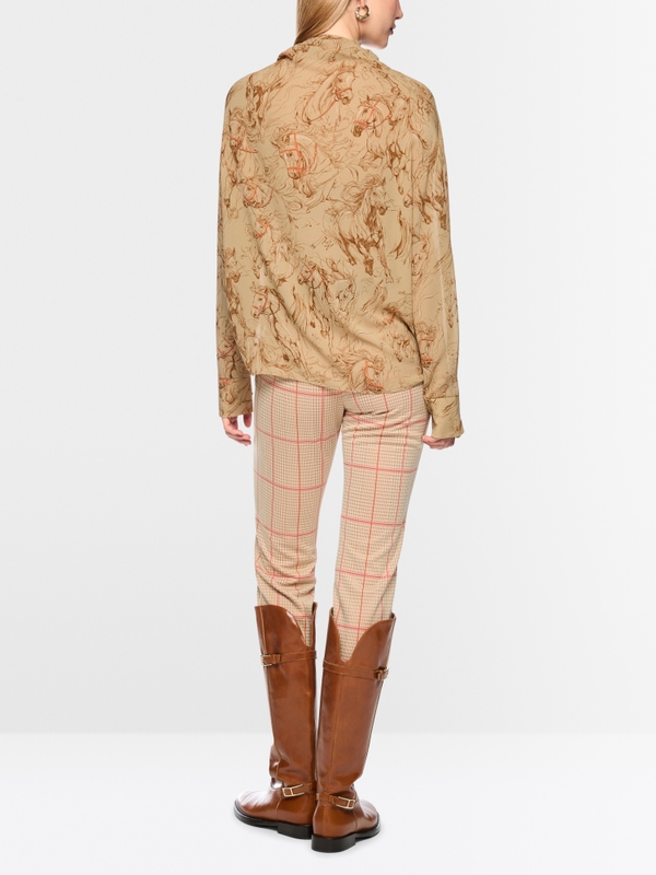 Bow blouse with horse print