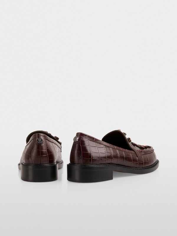 Mocassins effet croco avec cristaux