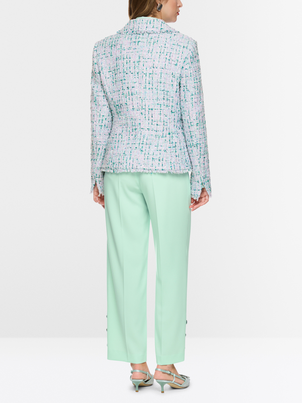 Blazer with rhinestones and frayed hem