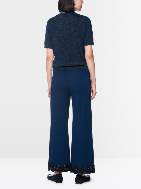 Short-sleeved round neck jumper