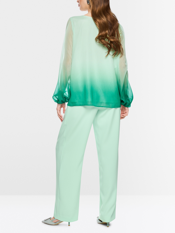 Tunic blouse with elasticated cuffs