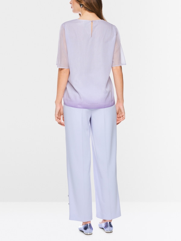 Shirt blouse with sheer sleeves