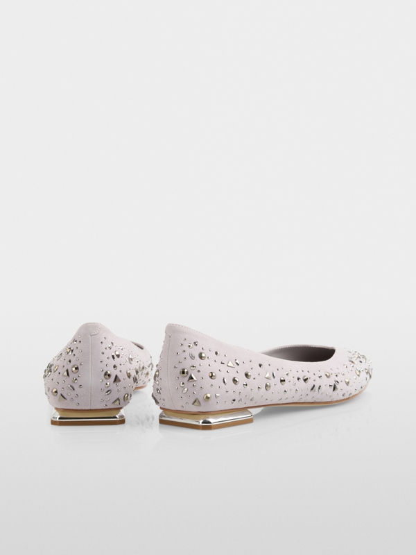 Suede ballerina flats with crystals