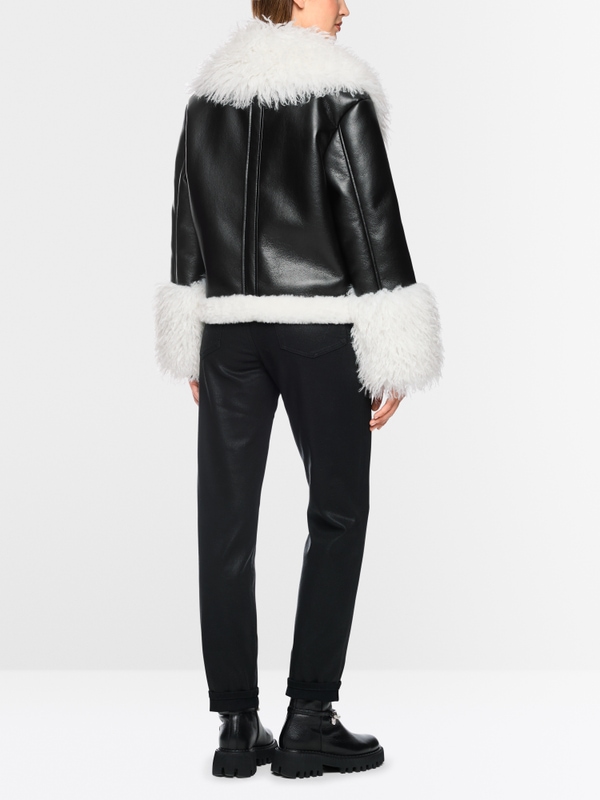 Jacket with faux fur trim