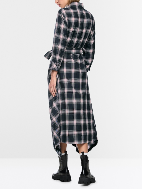 Checked shirt dress with tie belt