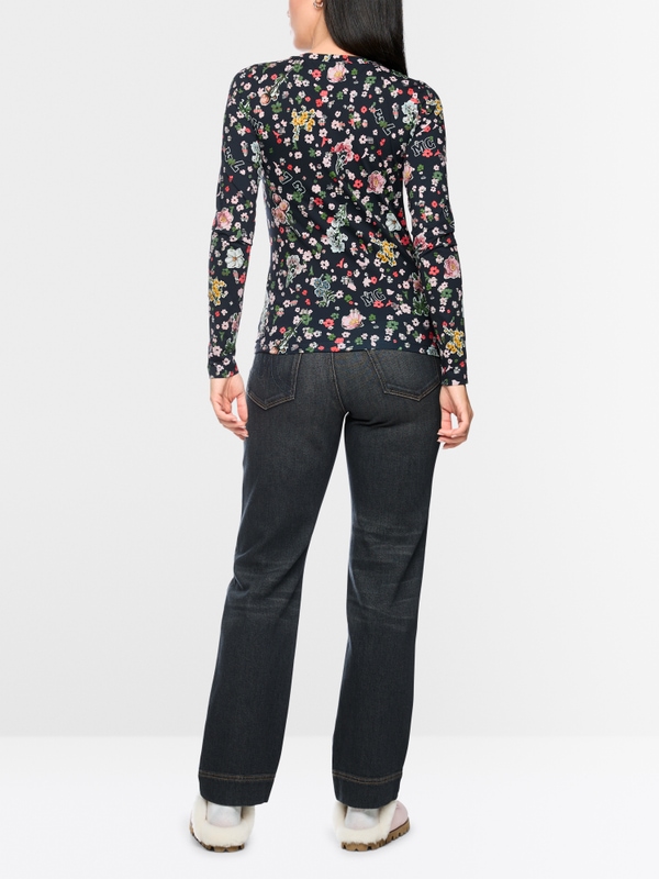 T-shirt à manches longues à imprimé floral sur toute la surface