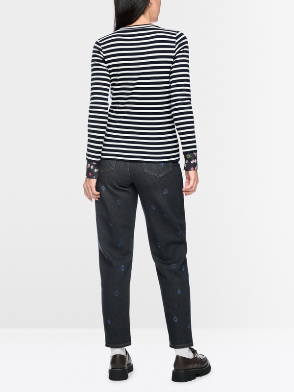 Long-sleeved shirt with striped look