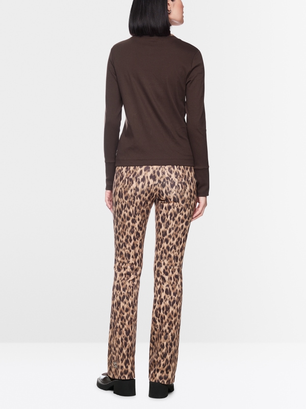 Long-sleeve top with leo-print roll neck