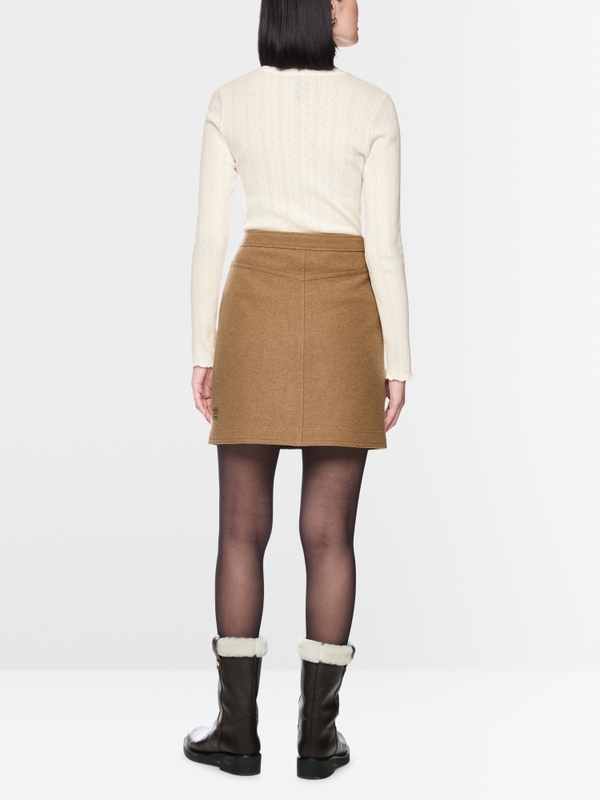 Long-sleeved buttoned openwork top