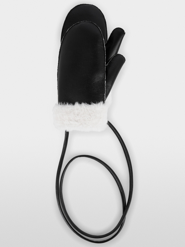 Faux leather mittens