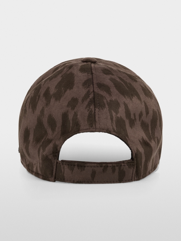 Leopard print cap with adjustable strap