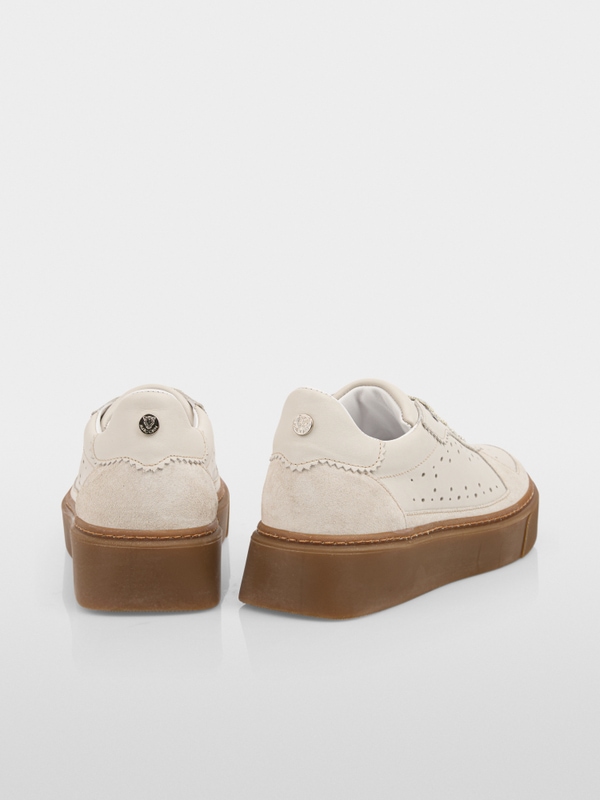 Suede trainers with perforations