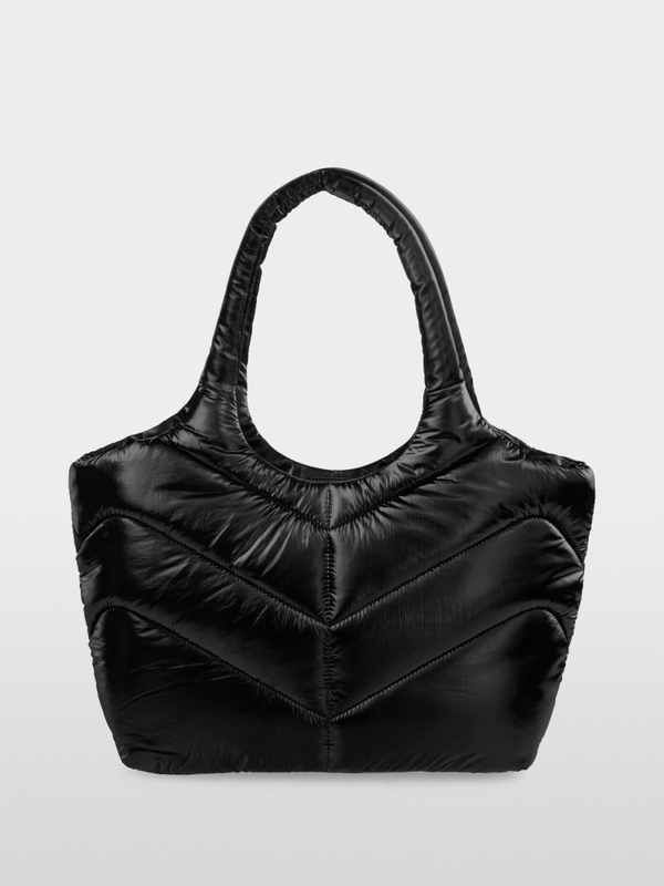 Padded shopper with metallic effect