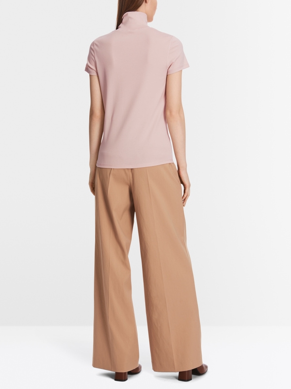 T-shirt with slit mock neck