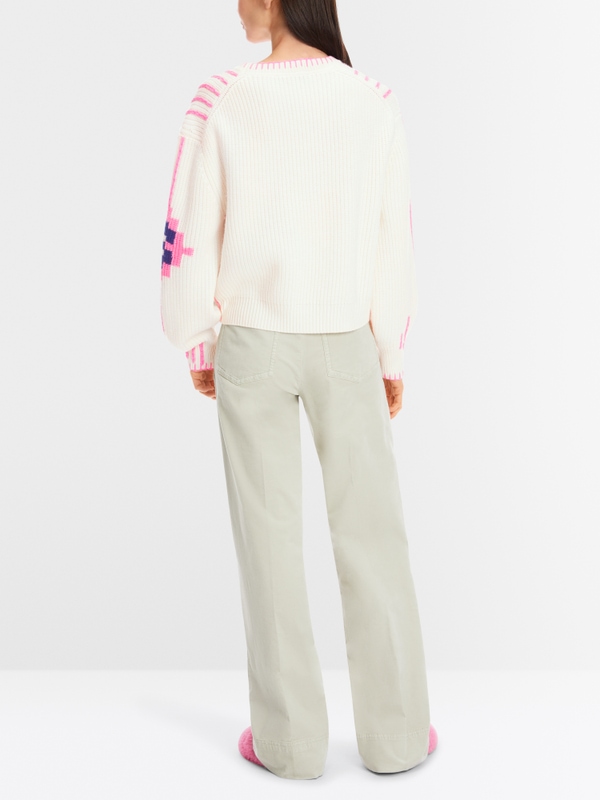 Pullover mit platziertem Knit-Jag-Muster