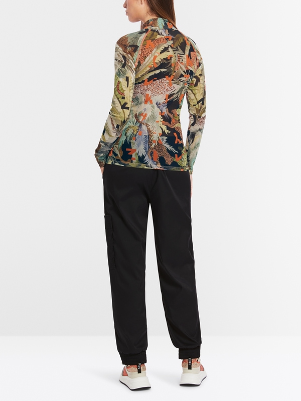 Mesh-T-Shirt mit Alloverprint