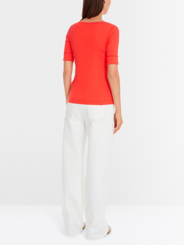 Solid T-shirt in stretchy cotton rib
