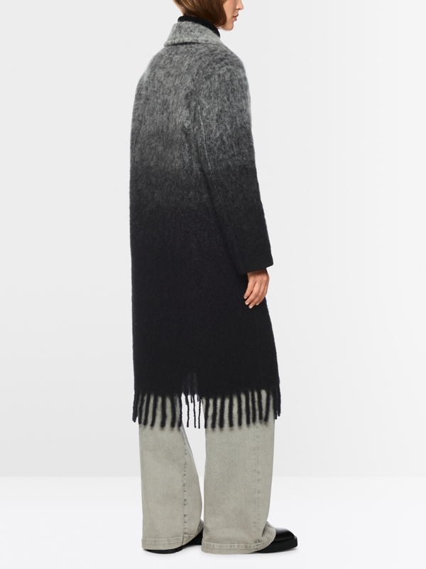 Alpaca blend coat with fringes