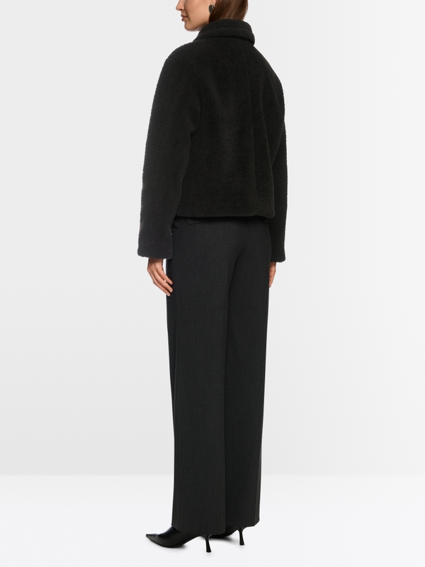 Faux fur jacket with wool details