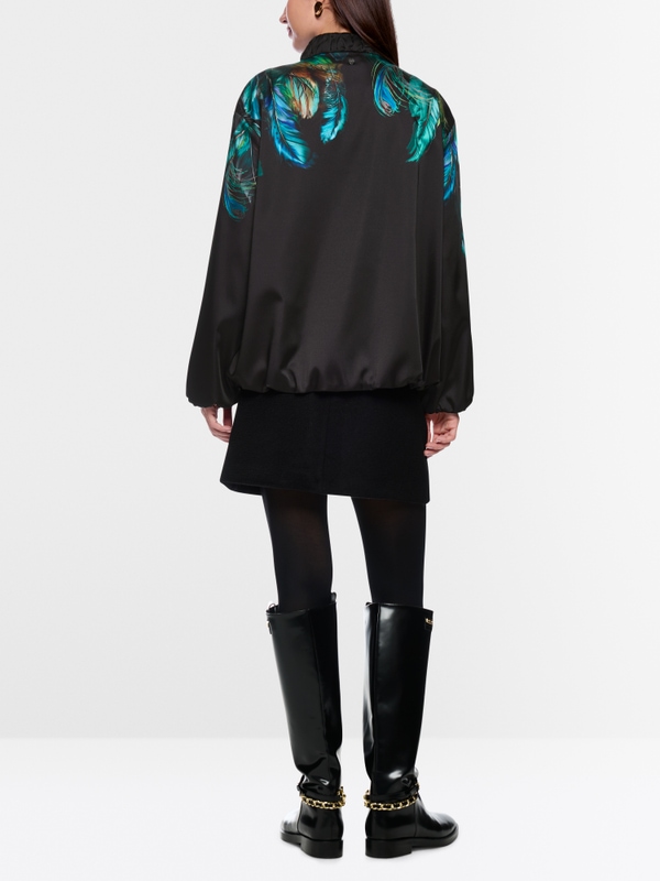 Blouson with feather print