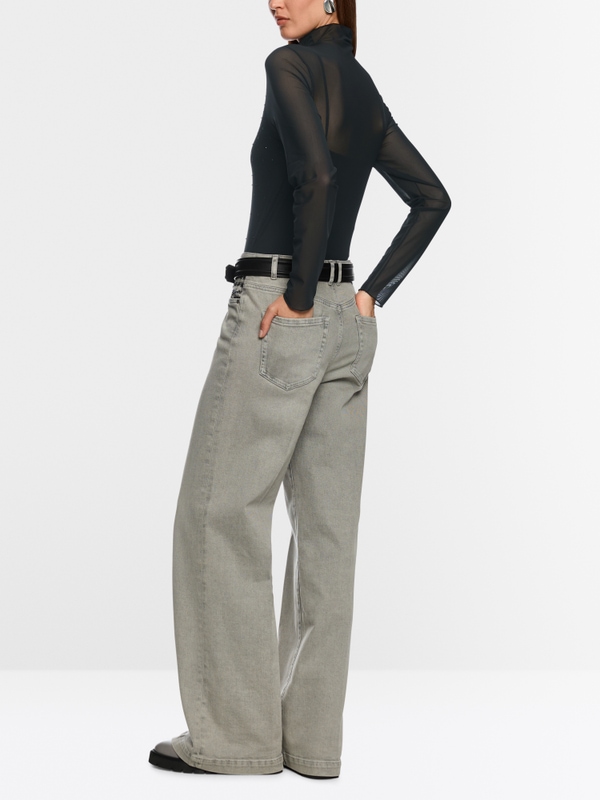 Mesh-Longsleeve mit Hotfixsteinchen