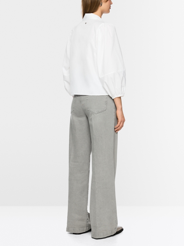 Baumwollbluse mit Volumenärmeln