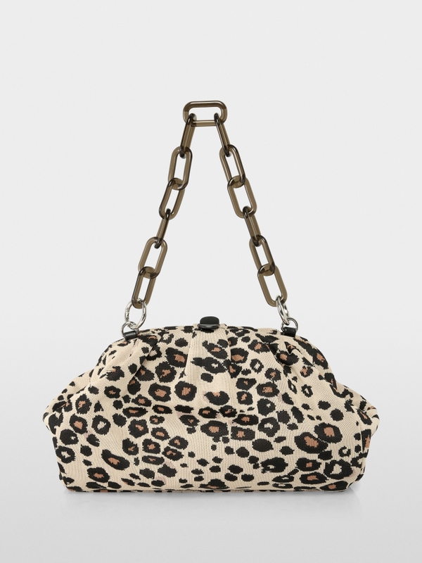 Pochette tricotée à motif léopard