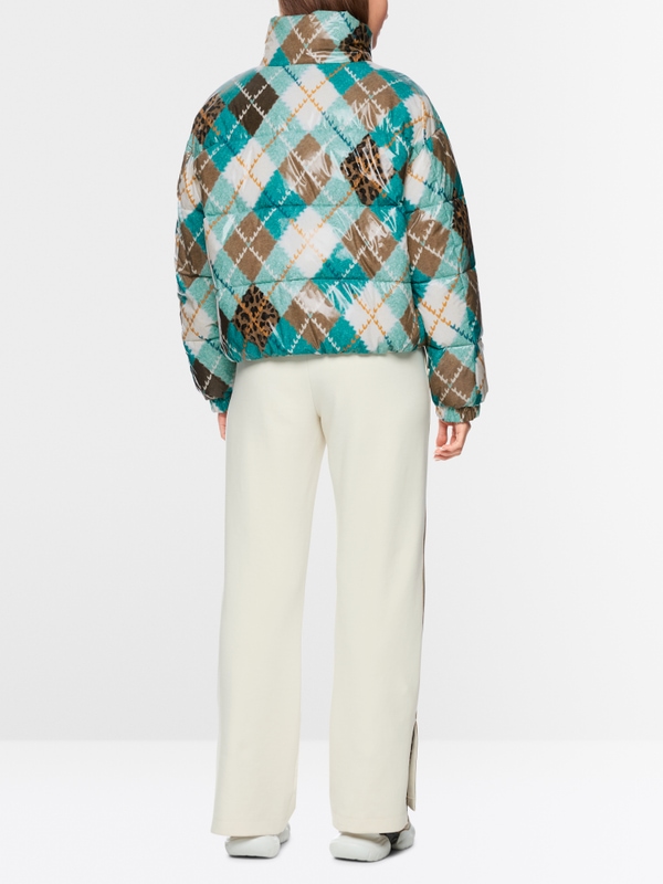 Padded argyle pattern outdoor jacket