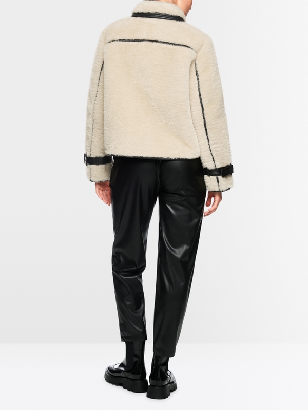 Faux fur jacket with strap detail