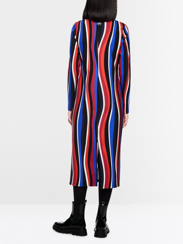 Robe midi à motif ondulé rétro