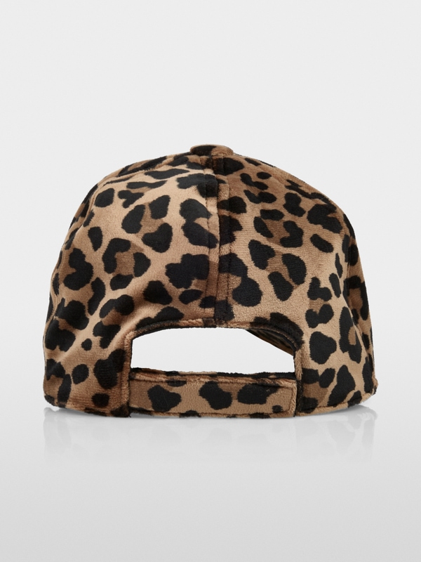 Leopard print cap with adjustable strap