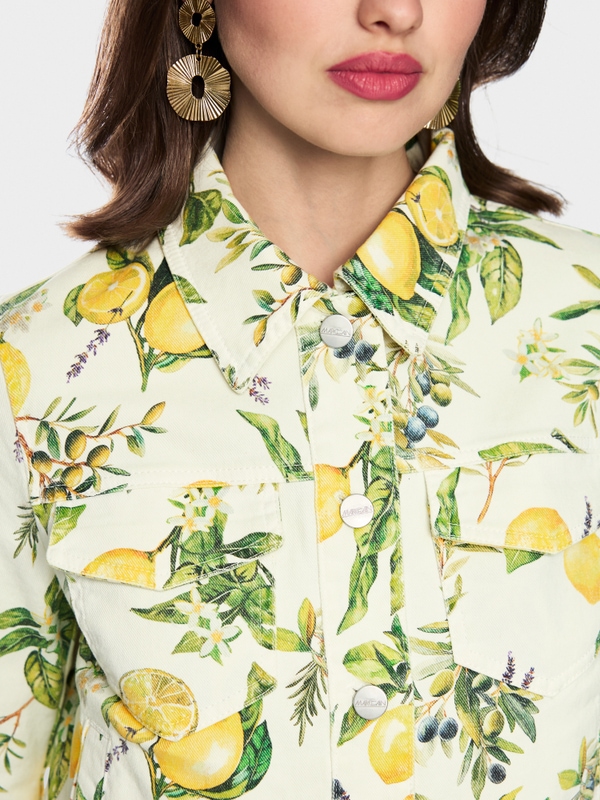 Veste en jean imprimé citrons