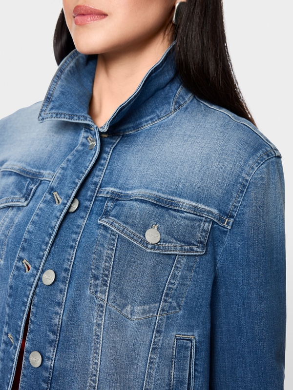 Short denim jacket in stretch cotton
