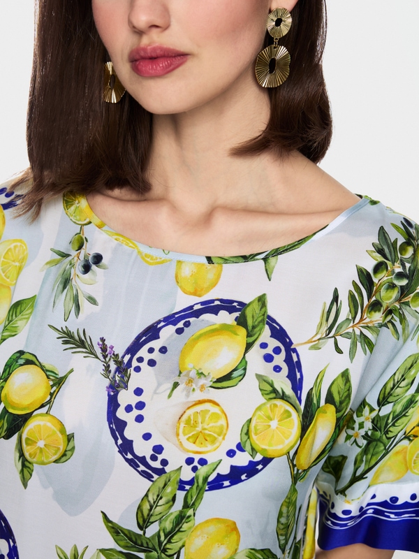 Viscose blouse with Mediterranean print